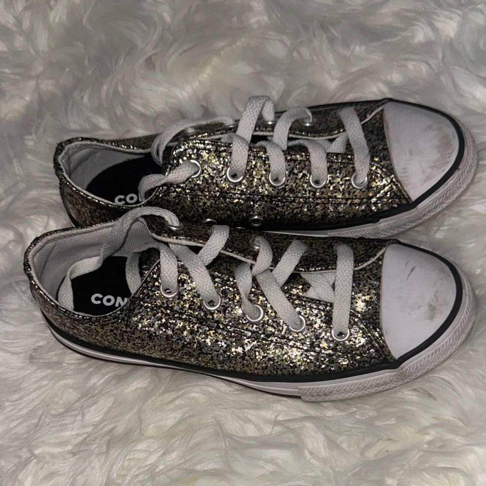 Converse Kids Glittery Black and Gold Sneakers